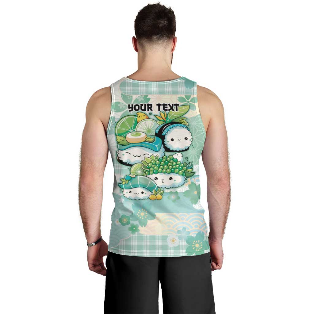 Personalized Japanese Kawaii Sushi Men Tank Top Green Wagara Palaka This Is How I Roll - Wonder Print Shop