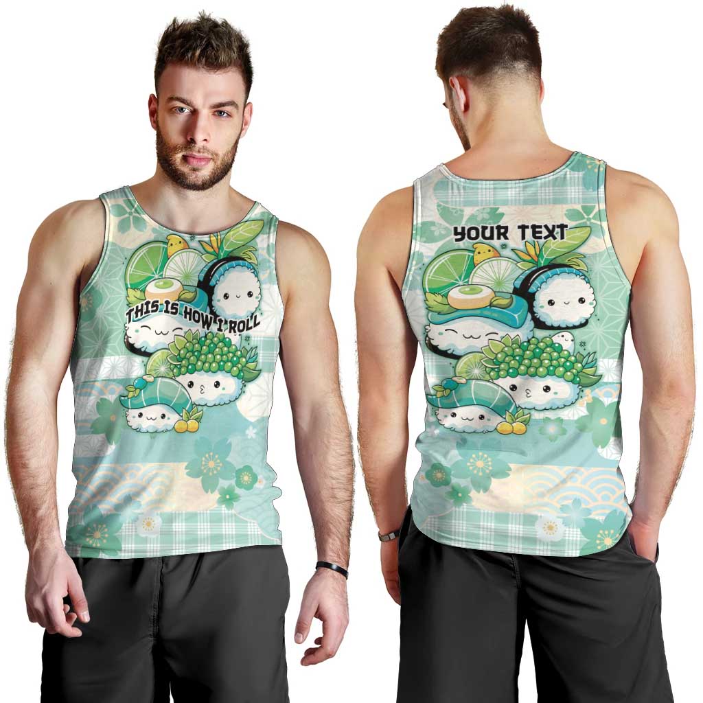 Personalized Japanese Kawaii Sushi Men Tank Top Green Wagara Palaka This Is How I Roll - Wonder Print Shop