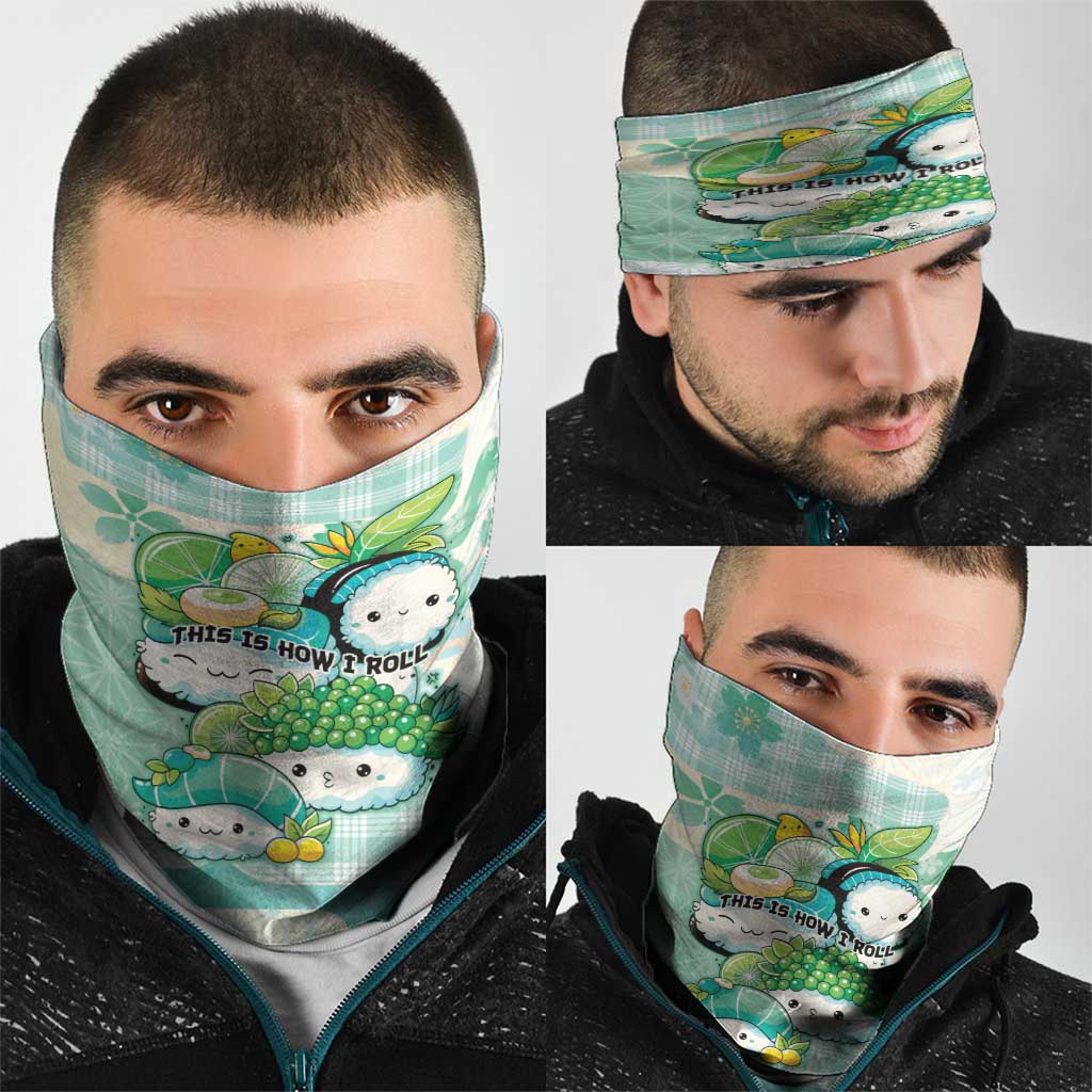 Japanese Kawaii Sushi Neck Gaiter Green Wagara Palaka This Is How I Roll - Wonder Print Shop
