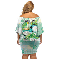 Personalized Japanese Kawaii Sushi Off Shoulder Short Dress Green Wagara Palaka This Is How I Roll - Wonder Print Shop