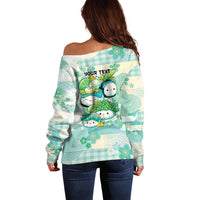 Personalized Japanese Kawaii Sushi Off Shoulder Sweater Green Wagara Palaka This Is How I Roll - Wonder Print Shop