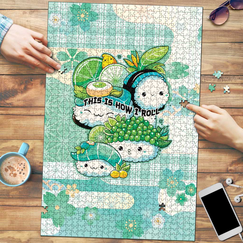 Japanese Kawaii Sushi Puzzle Green Wagara Palaka This Is How I Roll - Wonder Print Shop
