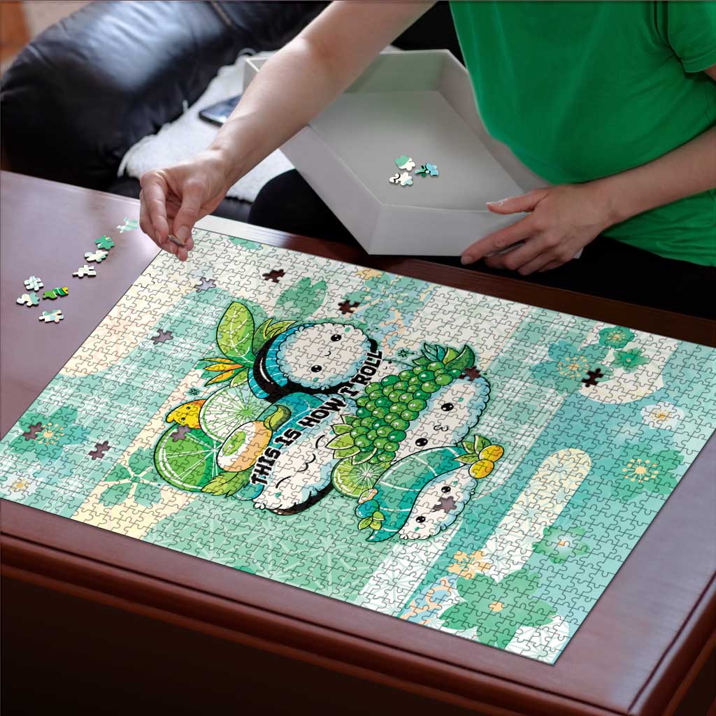 Japanese Kawaii Sushi Puzzle Green Wagara Palaka This Is How I Roll - Wonder Print Shop