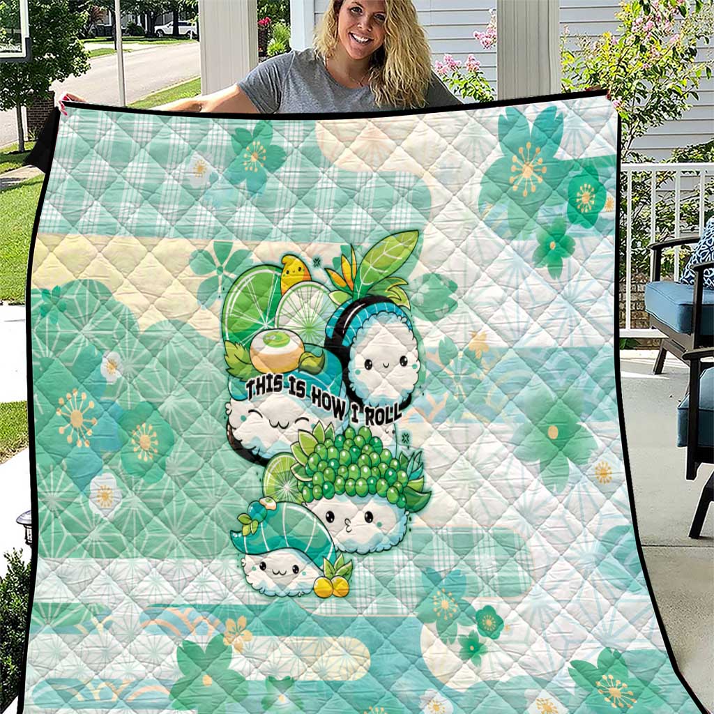 Japanese Kawaii Sushi Quilt Green Wagara Palaka This Is How I Roll - Wonder Print Shop
