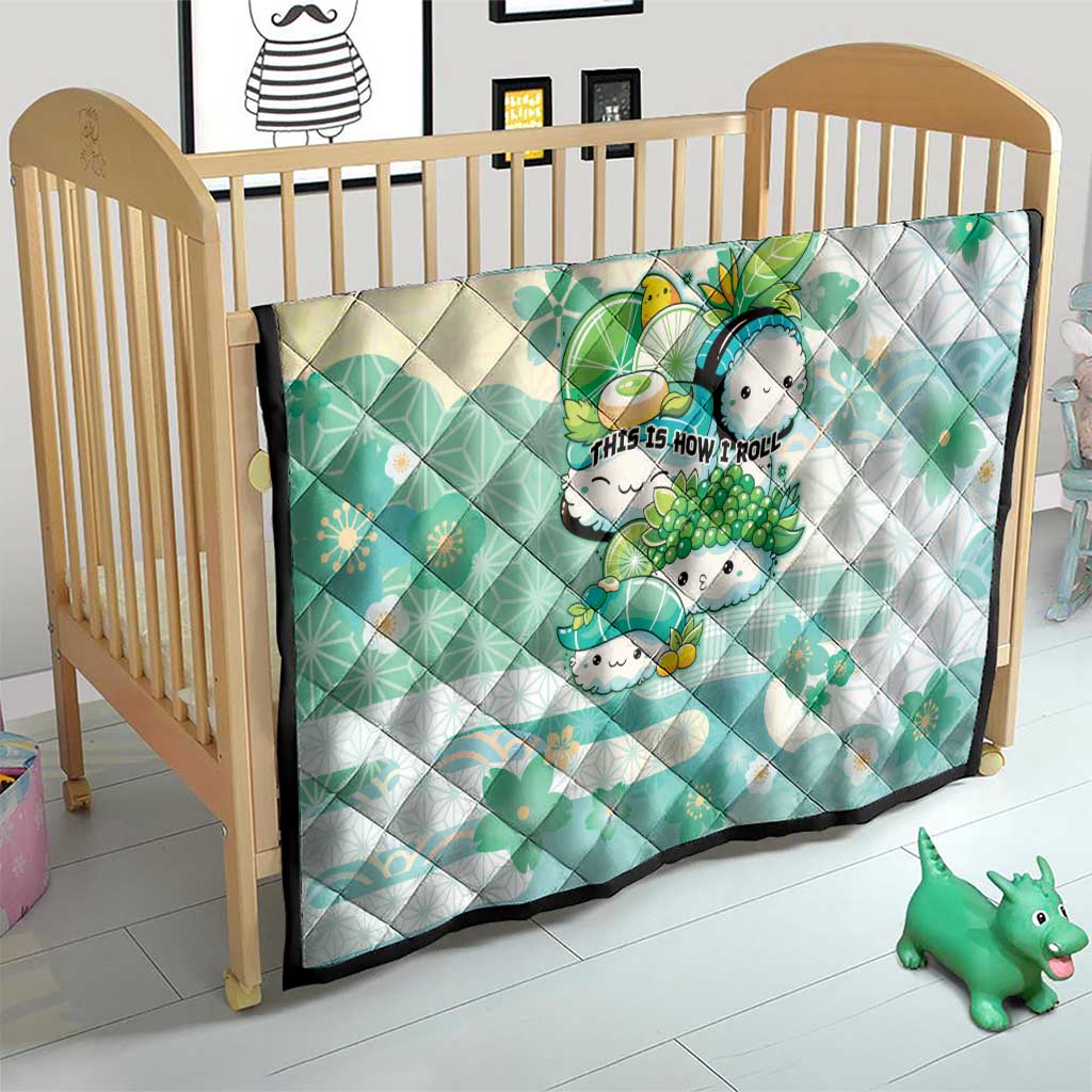 Japanese Kawaii Sushi Quilt Green Wagara Palaka This Is How I Roll - Wonder Print Shop