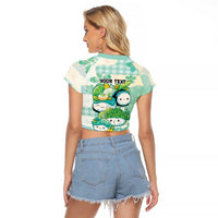 Personalized Japanese Kawaii Sushi Raglan Cropped T Shirt Green Wagara Palaka This Is How I Roll - Wonder Print Shop