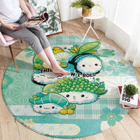 Japanese Kawaii Sushi Round Carpet Green Wagara Palaka This Is How I Roll - Wonder Print Shop