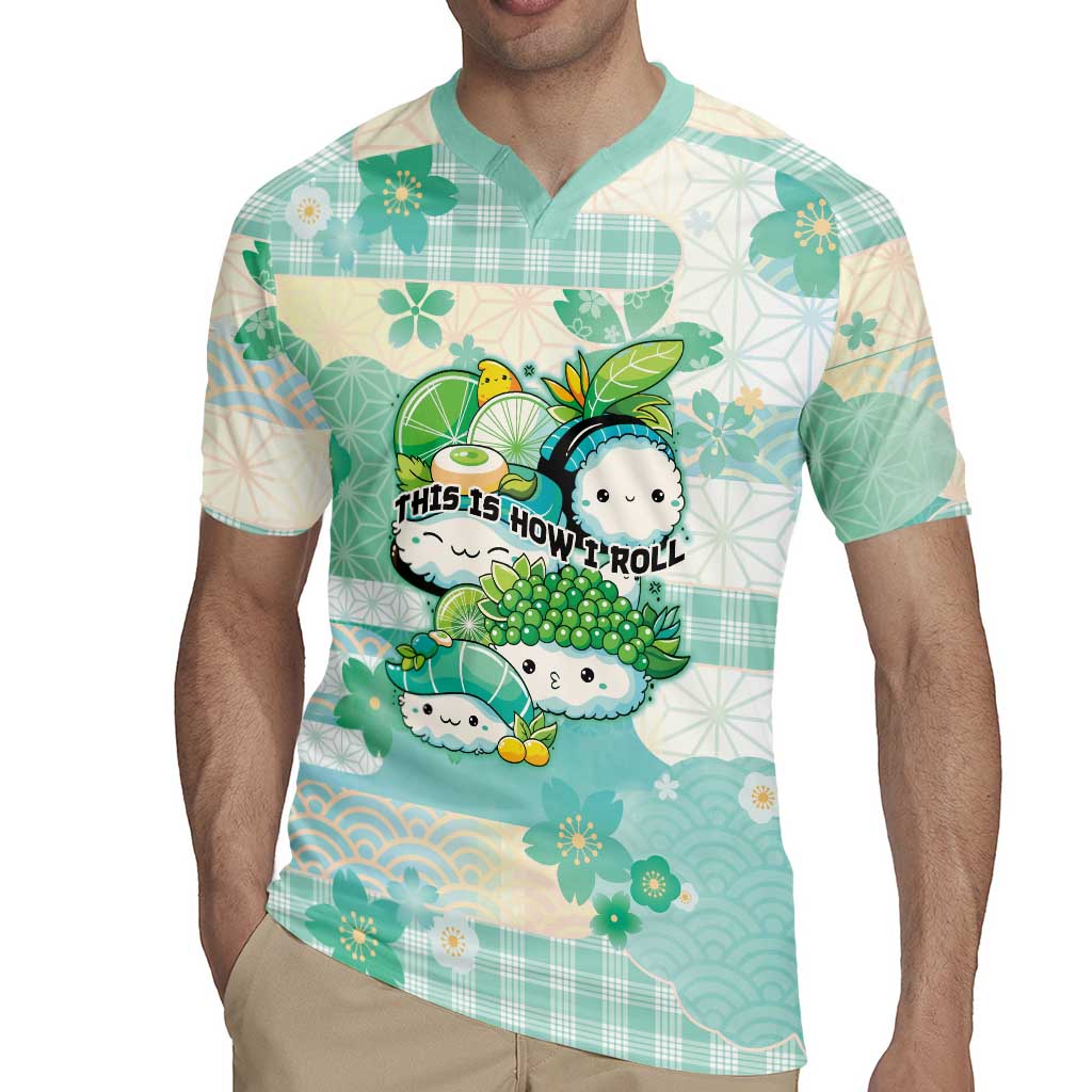 Personalized Japanese Kawaii Sushi Rugby Jersey Green Wagara Palaka This Is How I Roll - Wonder Print Shop
