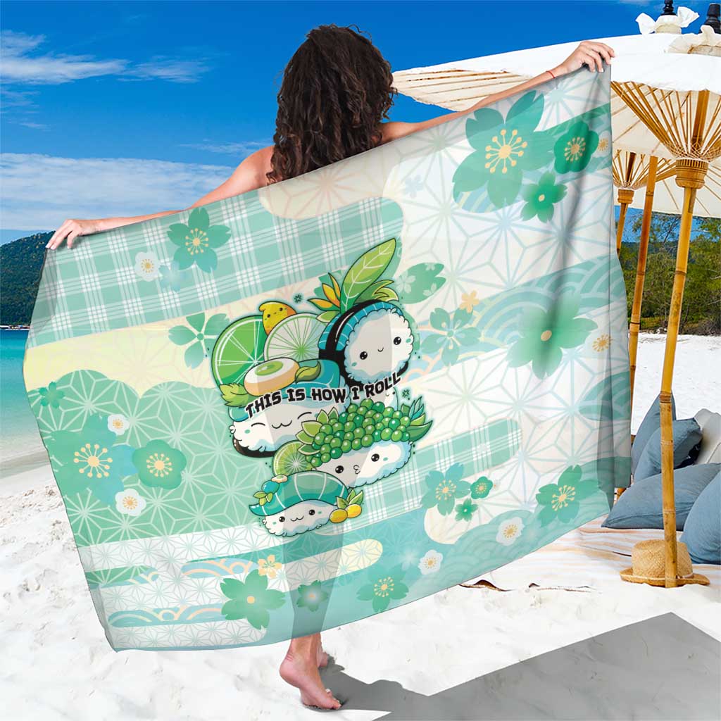 Japanese Kawaii Sushi Sarong Green Wagara Palaka This Is How I Roll - Wonder Print Shop