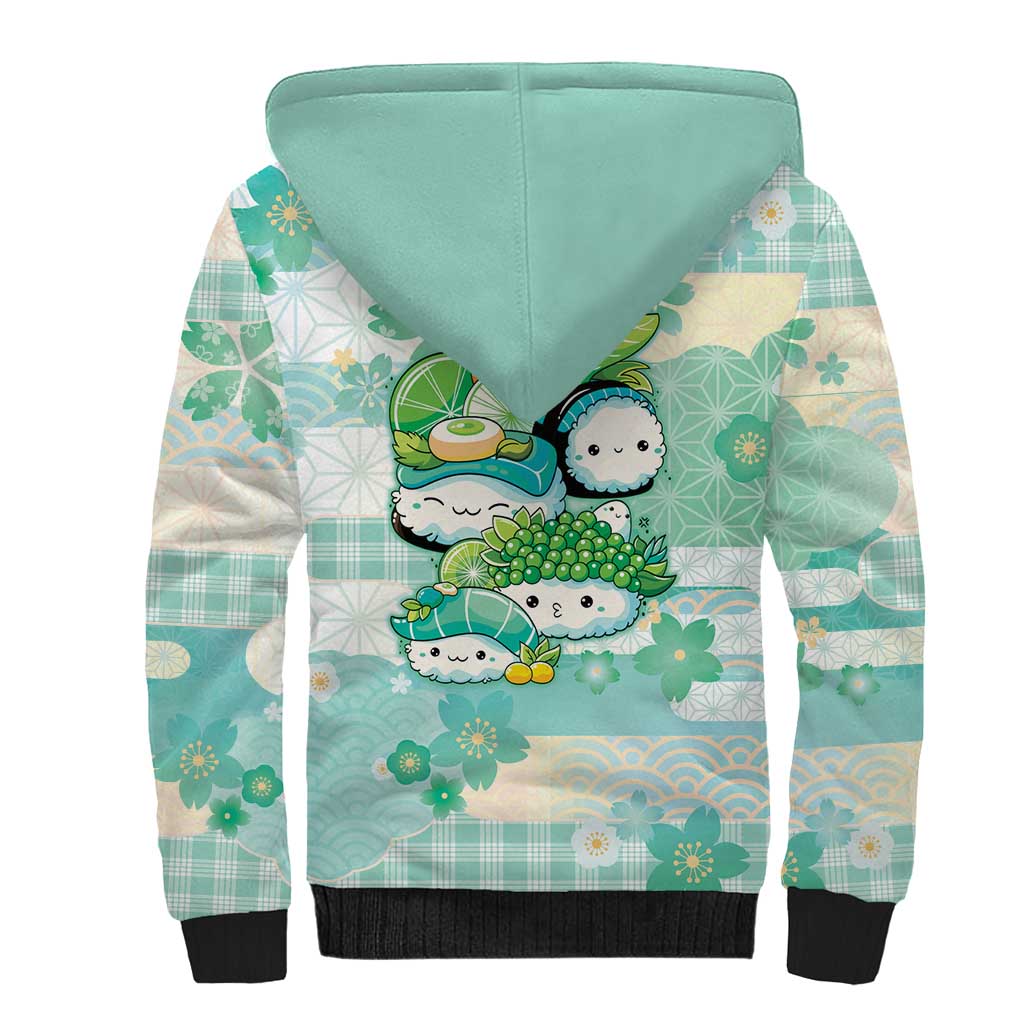 Personalized Japanese Kawaii Sushi Sherpa Hoodie Green Wagara Palaka This Is How I Roll - Wonder Print Shop