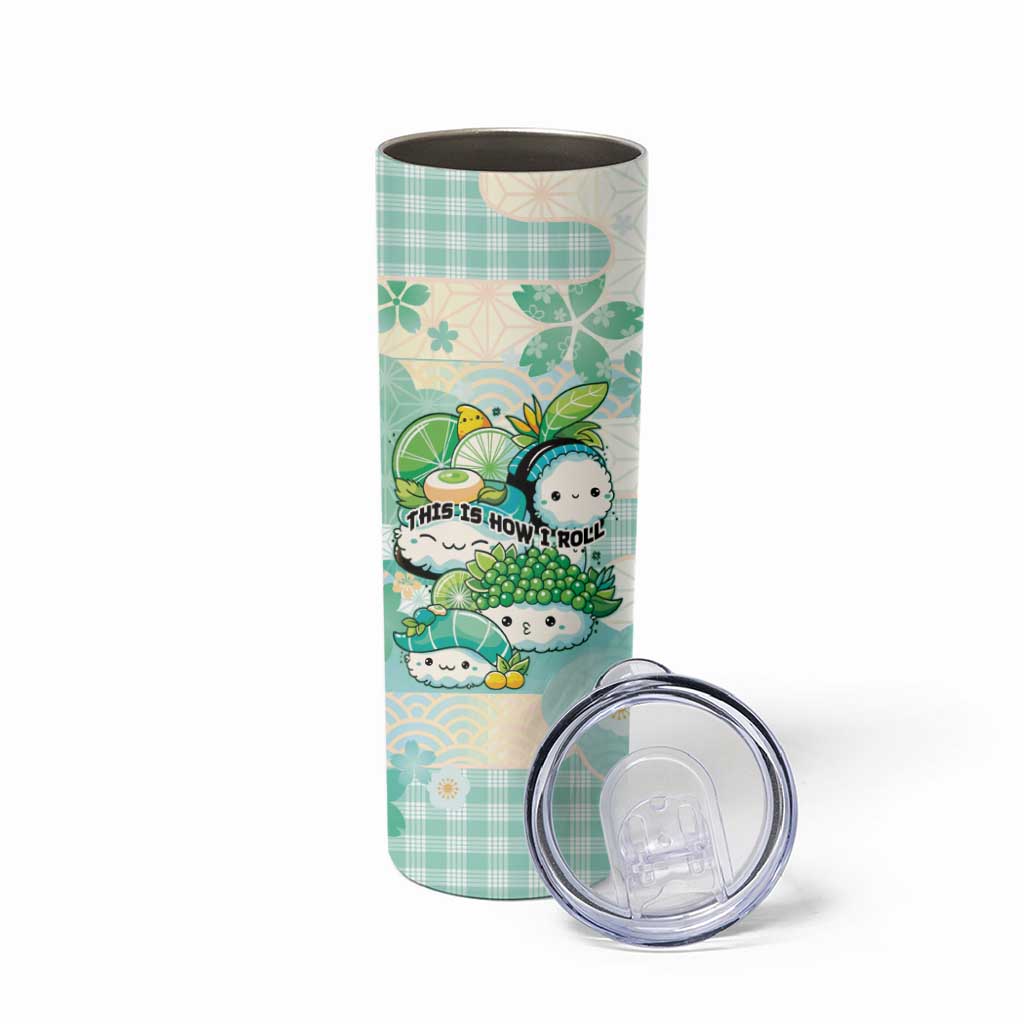 Personalized Japanese Kawaii Sushi Skinny Tumbler Green Wagara Palaka This Is How I Roll - Wonder Print Shop