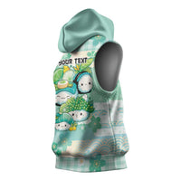 Personalized Japanese Kawaii Sushi Sleeveless Hoodie Green Wagara Palaka This Is How I Roll - Wonder Print Shop