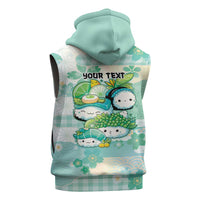 Personalized Japanese Kawaii Sushi Sleeveless Zip Hoodie Green Wagara Palaka This Is How I Roll - Wonder Print Shop