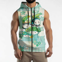 Personalized Japanese Kawaii Sushi Sleeveless Zip Hoodie Green Wagara Palaka This Is How I Roll - Wonder Print Shop