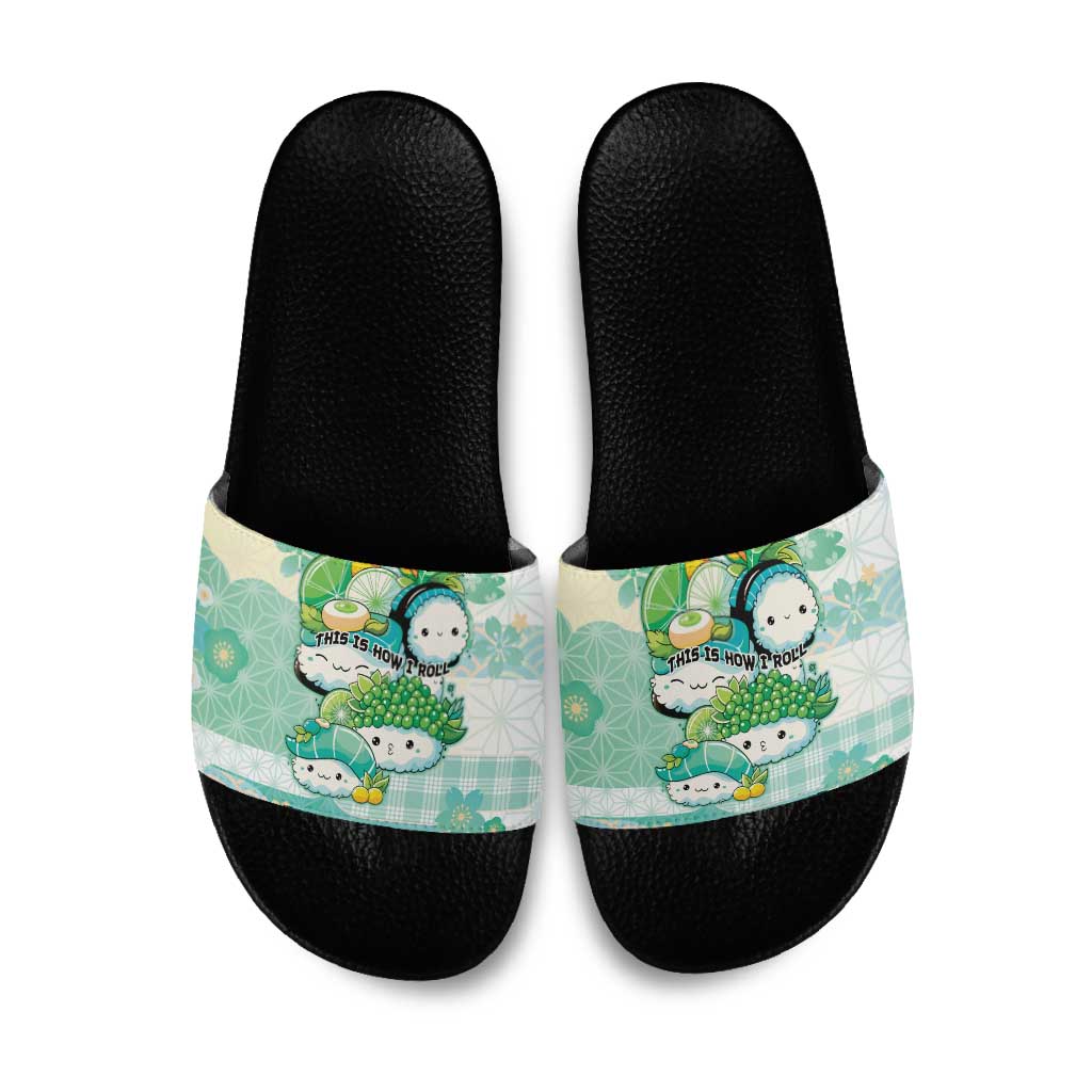 Japanese Kawaii Sushi Slide Sandals Green Wagara Palaka This Is How I Roll - Wonder Print Shop