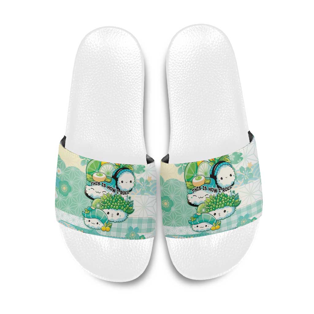 Japanese Kawaii Sushi Slide Sandals Green Wagara Palaka This Is How I Roll - Wonder Print Shop