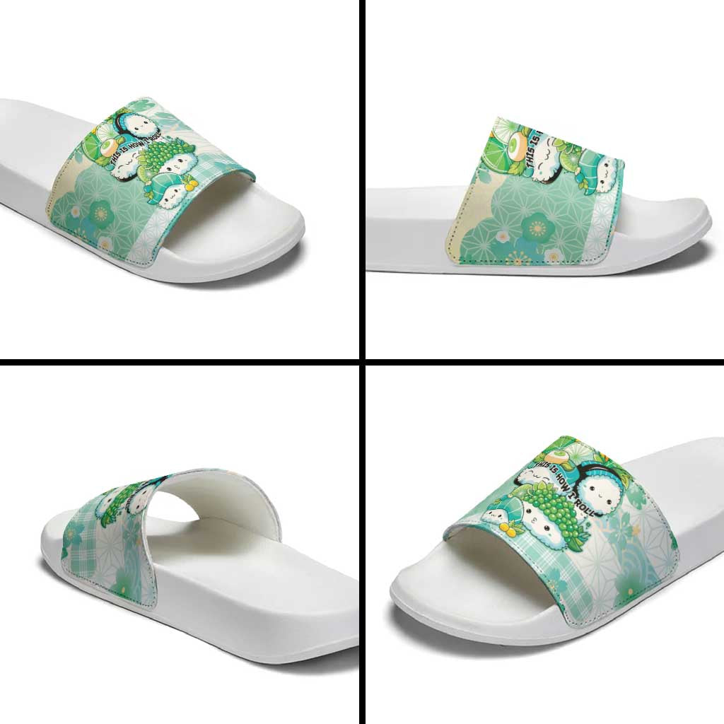 Japanese Kawaii Sushi Slide Sandals Green Wagara Palaka This Is How I Roll - Wonder Print Shop