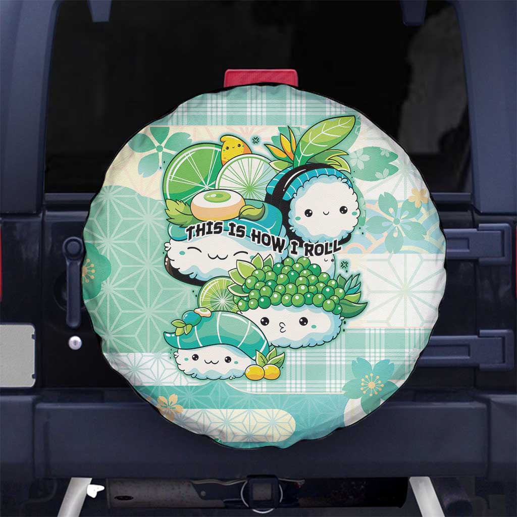 Japanese Kawaii Sushi Spare Tire Cover Green Wagara Palaka This Is How I Roll - Wonder Print Shop