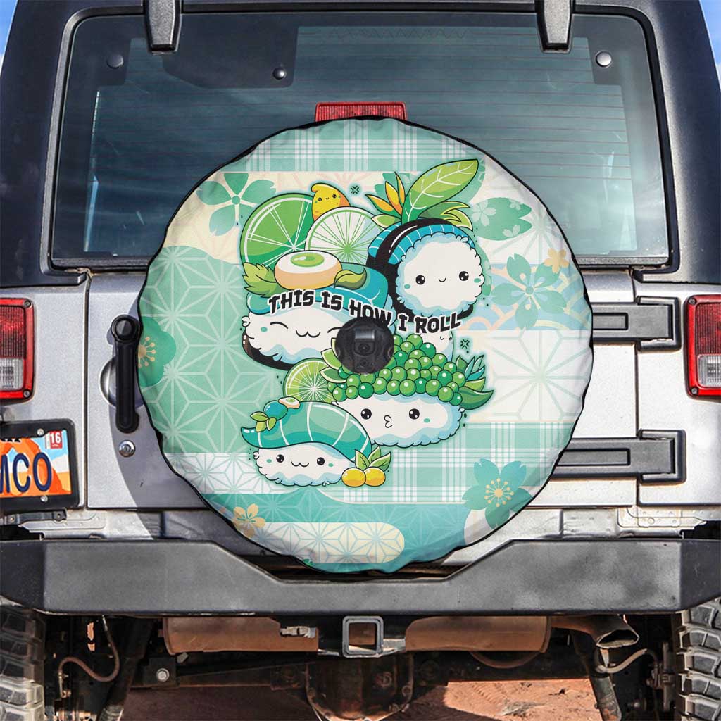 Japanese Kawaii Sushi Spare Tire Cover Green Wagara Palaka This Is How I Roll - Wonder Print Shop