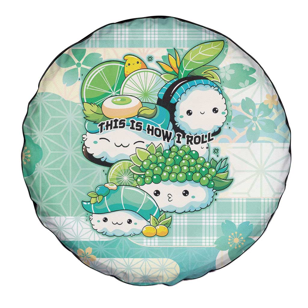 Japanese Kawaii Sushi Spare Tire Cover Green Wagara Palaka This Is How I Roll - Wonder Print Shop