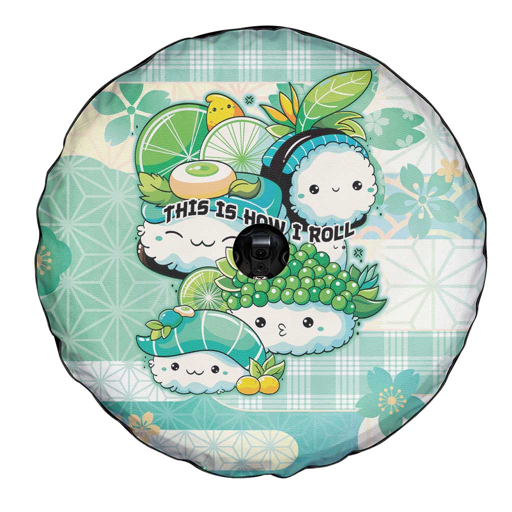 Japanese Kawaii Sushi Spare Tire Cover Green Wagara Palaka This Is How I Roll - Wonder Print Shop