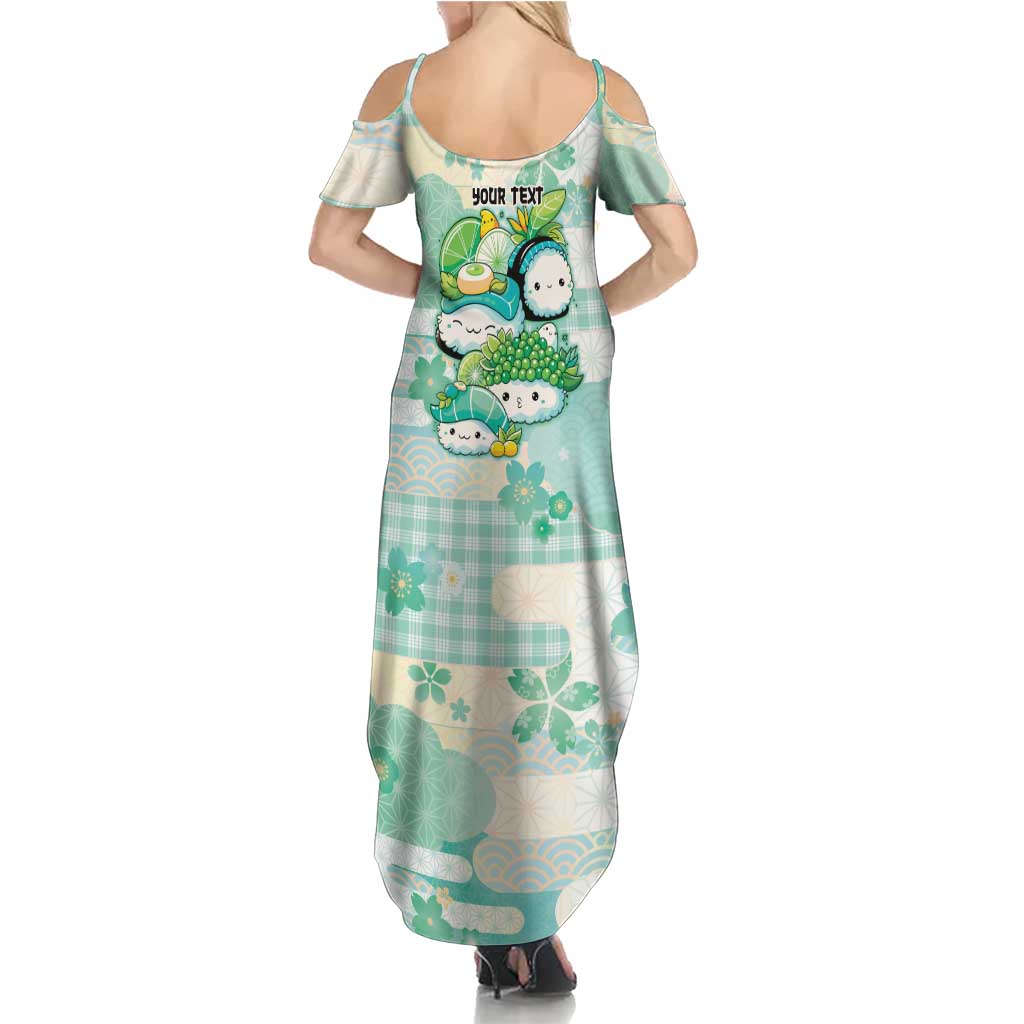 Personalized Japanese Kawaii Sushi Summer Maxi Dress Green Wagara Palaka This Is How I Roll - Wonder Print Shop
