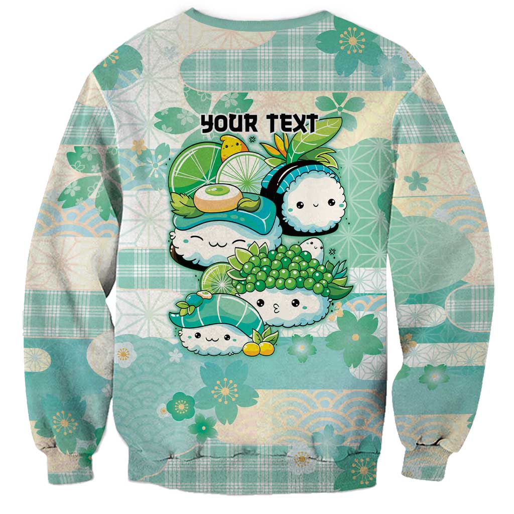 Personalized Japanese Kawaii Sushi Sweatshirt Green Wagara Palaka This Is How I Roll - Wonder Print Shop