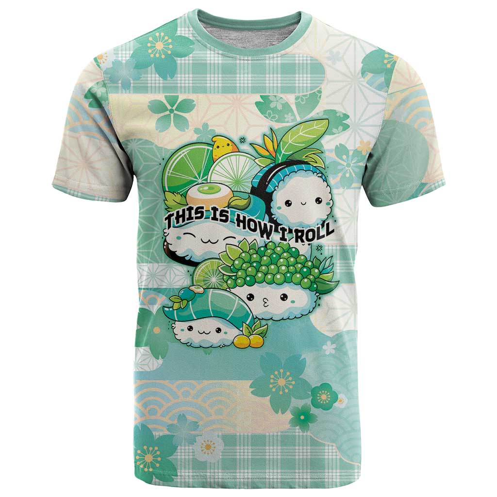 Personalized Japanese Kawaii Sushi T Shirt Green Wagara Palaka This Is How I Roll - Wonder Print Shop