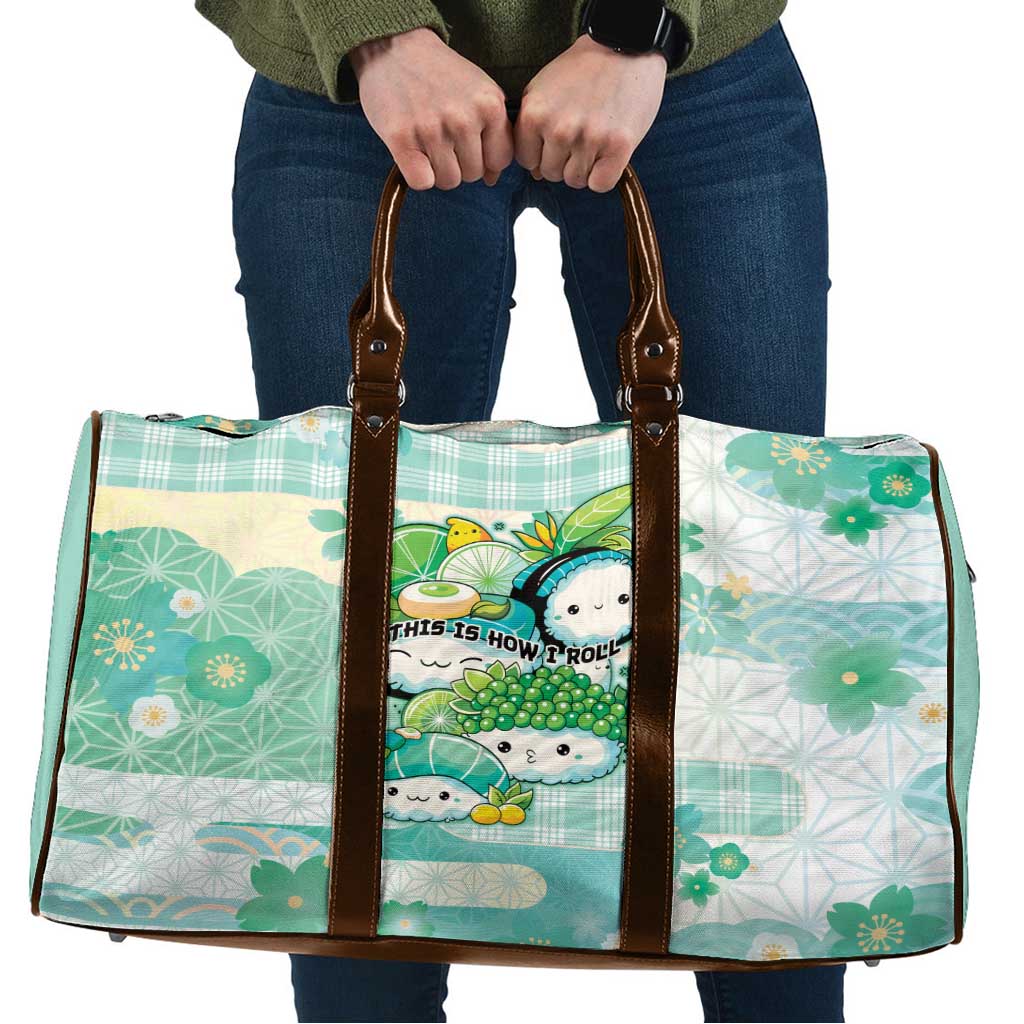 Japanese Kawaii Sushi Travel Bag Green Wagara Palaka This Is How I Roll - Wonder Print Shop