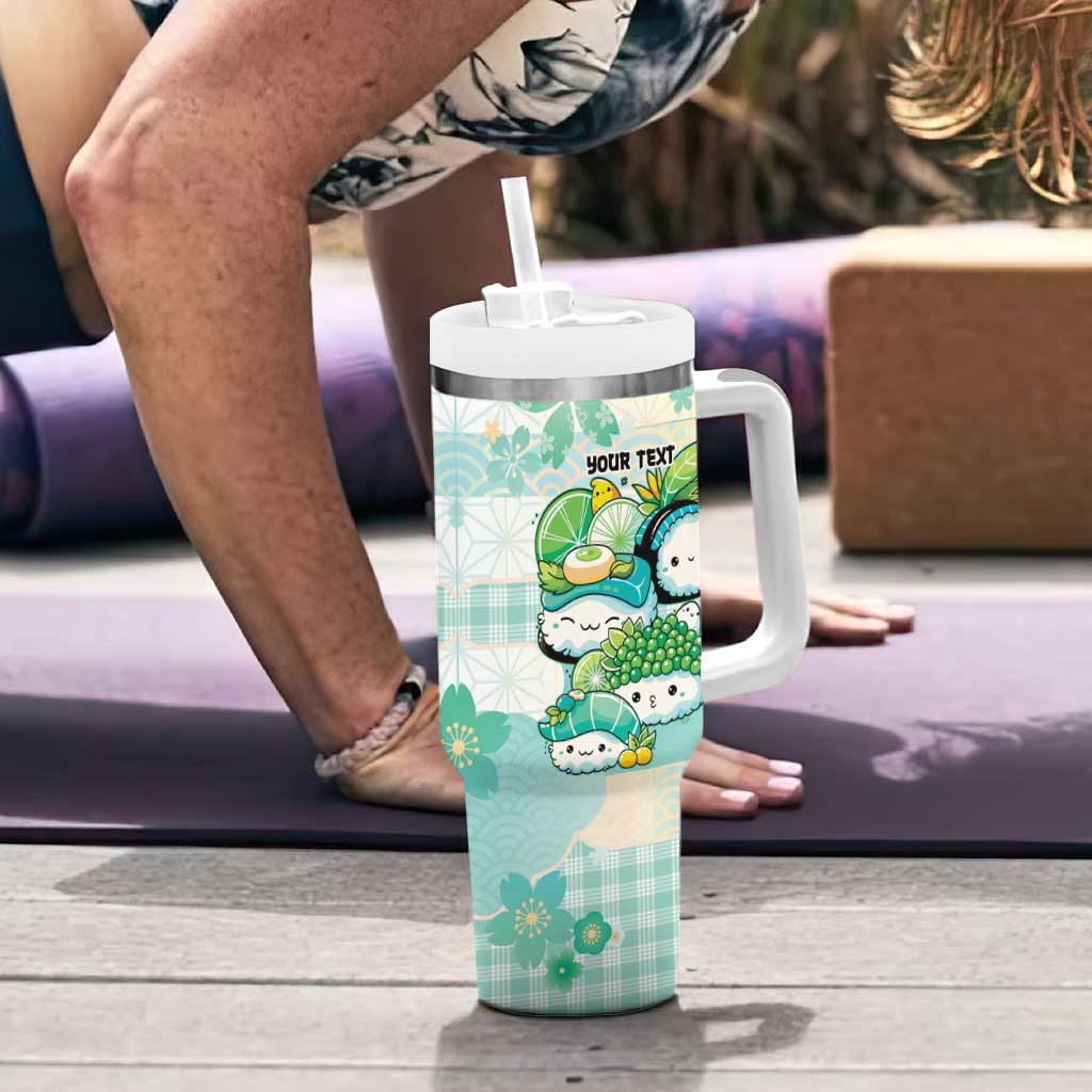 Personalized Japanese Kawaii Sushi Tumbler With Handle Green Wagara Palaka This Is How I Roll - Wonder Print Shop