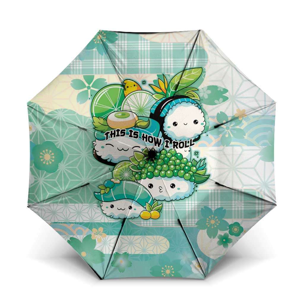 Japanese Kawaii Sushi Umbrella Green Wagara Palaka This Is How I Roll - Wonder Print Shop