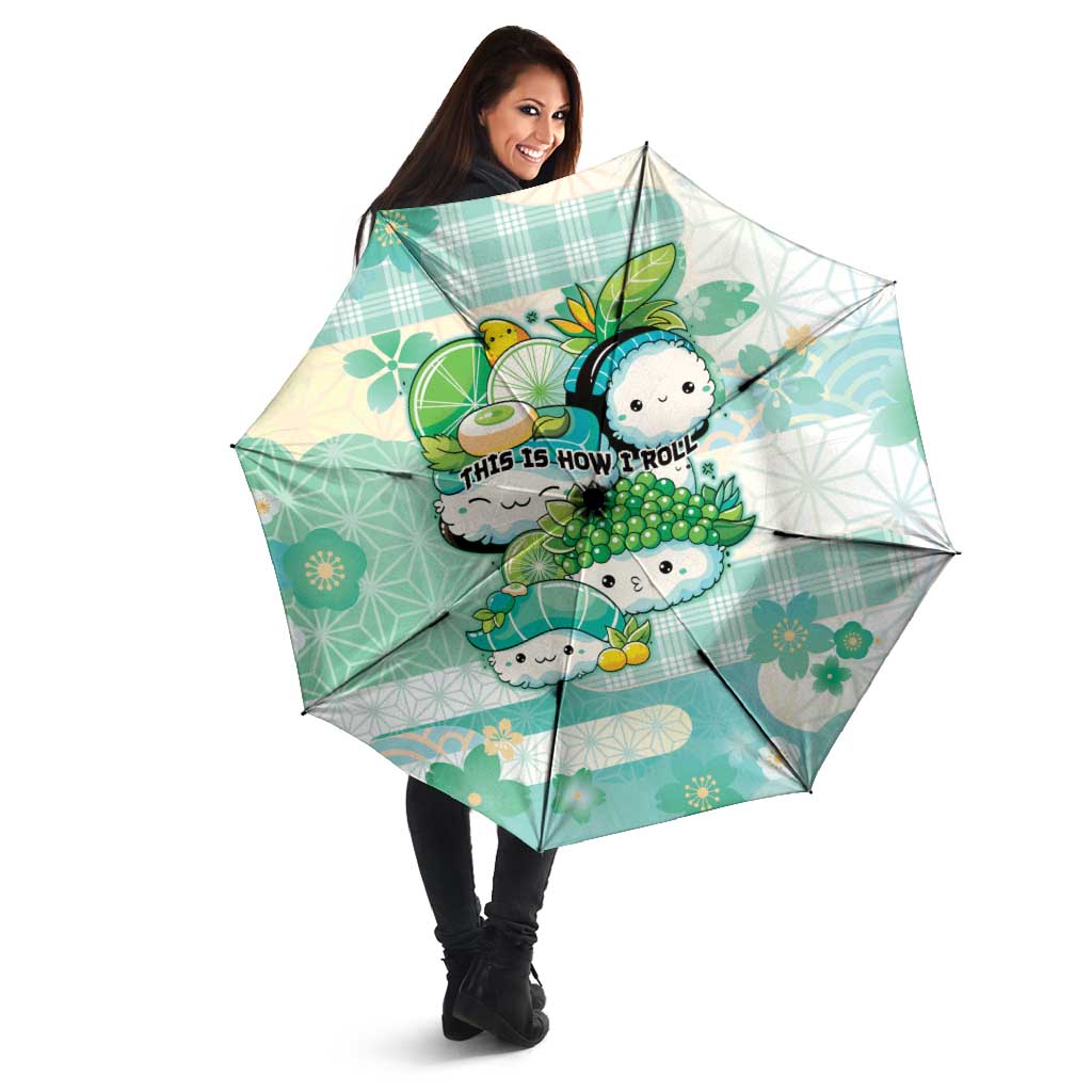 Japanese Kawaii Sushi Umbrella Green Wagara Palaka This Is How I Roll - Wonder Print Shop