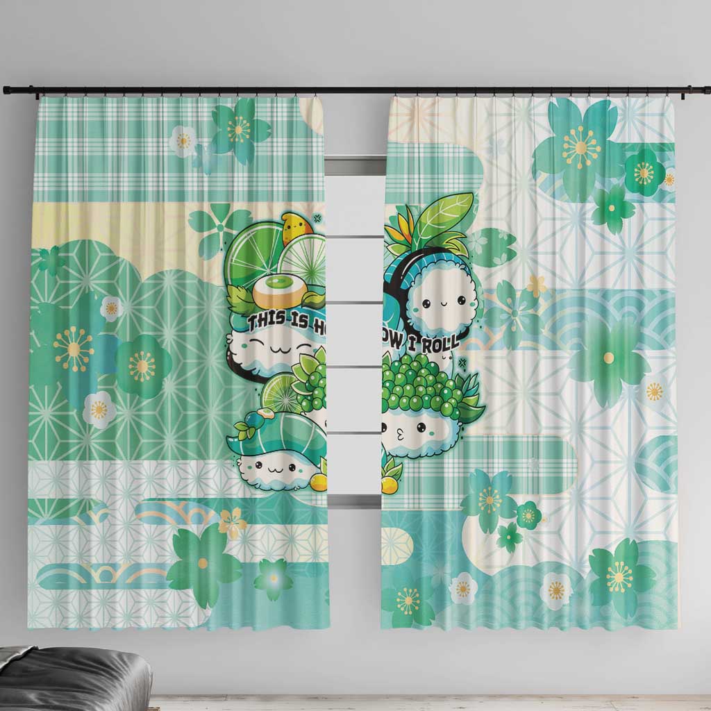 Japanese Kawaii Sushi Window Curtain Green Wagara Palaka This Is How I Roll - Wonder Print Shop