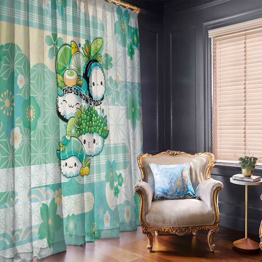 Japanese Kawaii Sushi Window Curtain Green Wagara Palaka This Is How I Roll - Wonder Print Shop