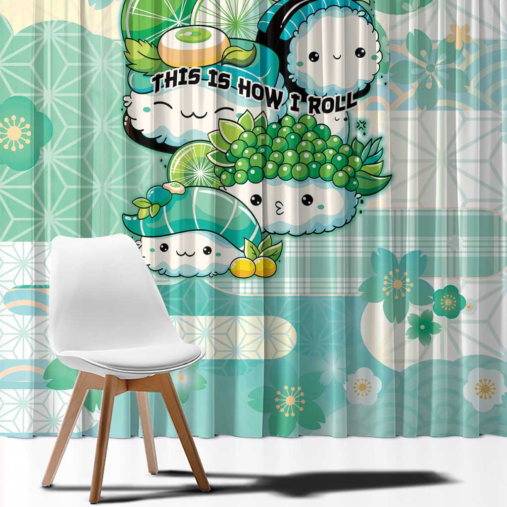 Japanese Kawaii Sushi Window Curtain Green Wagara Palaka This Is How I Roll - Wonder Print Shop