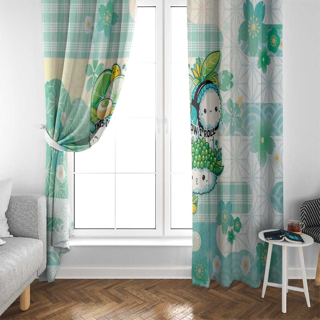 Japanese Kawaii Sushi Window Curtain Green Wagara Palaka This Is How I Roll - Wonder Print Shop