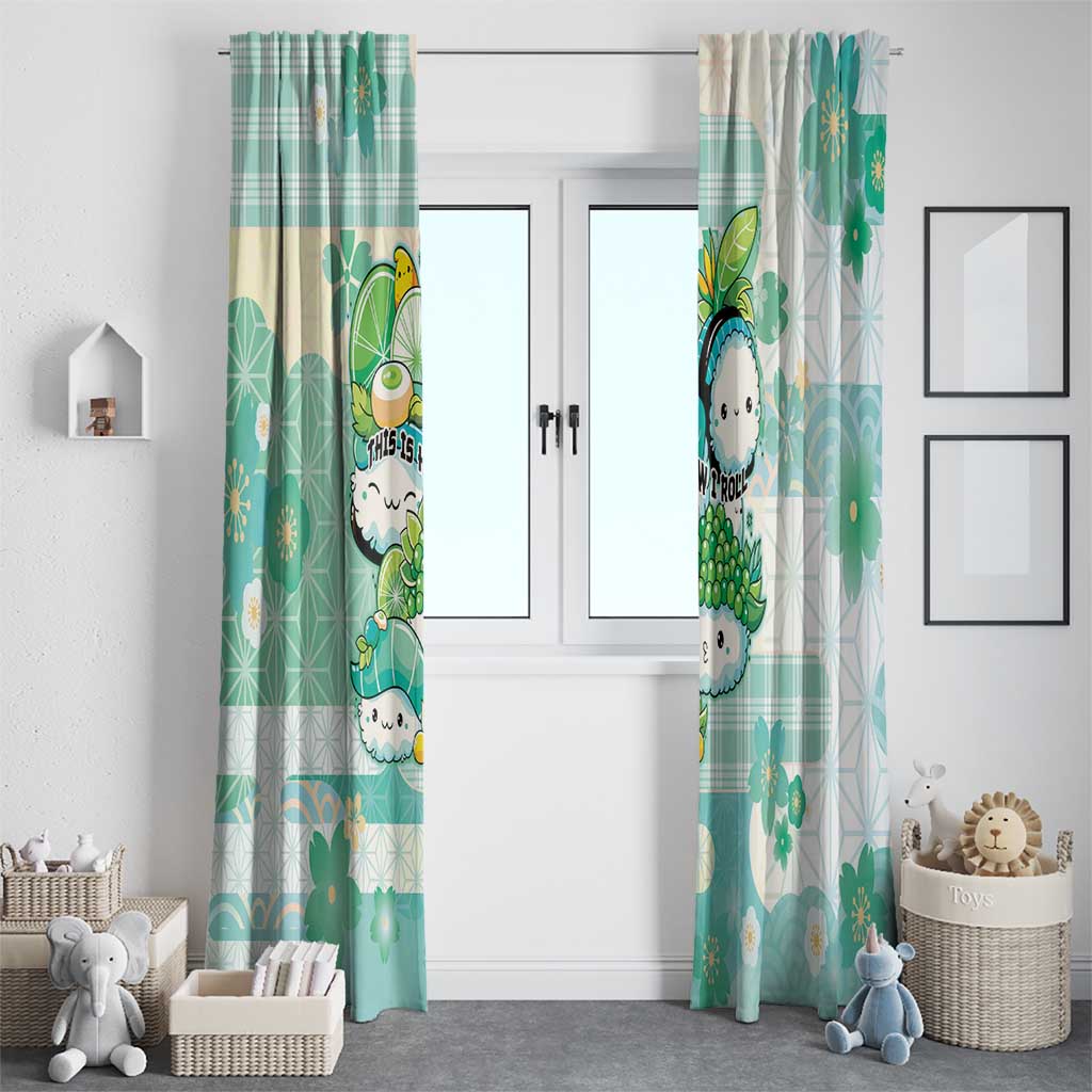 Japanese Kawaii Sushi Window Curtain Green Wagara Palaka This Is How I Roll - Wonder Print Shop