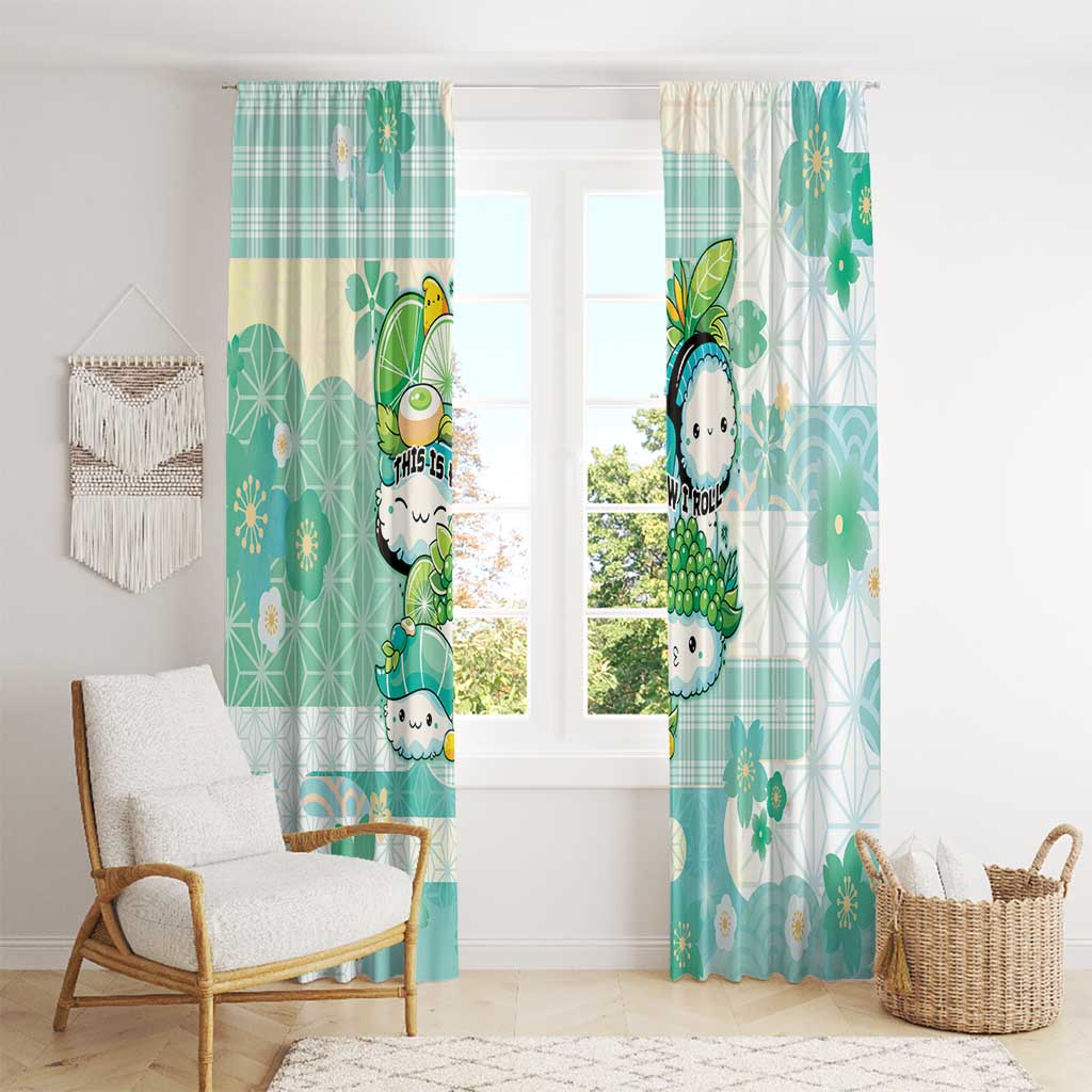 Japanese Kawaii Sushi Window Curtain Green Wagara Palaka This Is How I Roll - Wonder Print Shop
