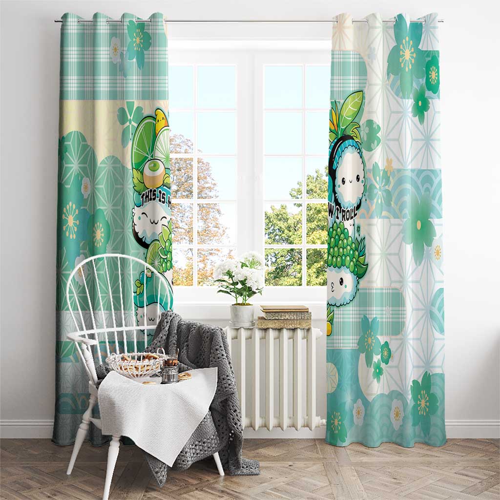 Japanese Kawaii Sushi Window Curtain Green Wagara Palaka This Is How I Roll - Wonder Print Shop