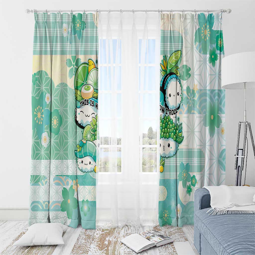 Japanese Kawaii Sushi Window Curtain Green Wagara Palaka This Is How I Roll - Wonder Print Shop