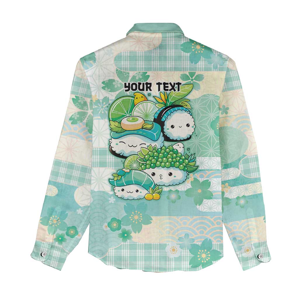 Personalized Japanese Kawaii Sushi Women Casual Shirt Green Wagara Palaka This Is How I Roll - Wonder Print Shop