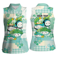 Personalized Japanese Kawaii Sushi Women Sleeveless Polo Shirt Green Wagara Palaka This Is How I Roll - Wonder Print Shop