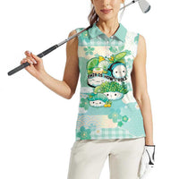 Personalized Japanese Kawaii Sushi Women Sleeveless Polo Shirt Green Wagara Palaka This Is How I Roll - Wonder Print Shop