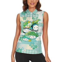 Personalized Japanese Kawaii Sushi Women Sleeveless Polo Shirt Green Wagara Palaka This Is How I Roll - Wonder Print Shop