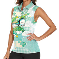 Personalized Japanese Kawaii Sushi Women Sleeveless Polo Shirt Green Wagara Palaka This Is How I Roll - Wonder Print Shop