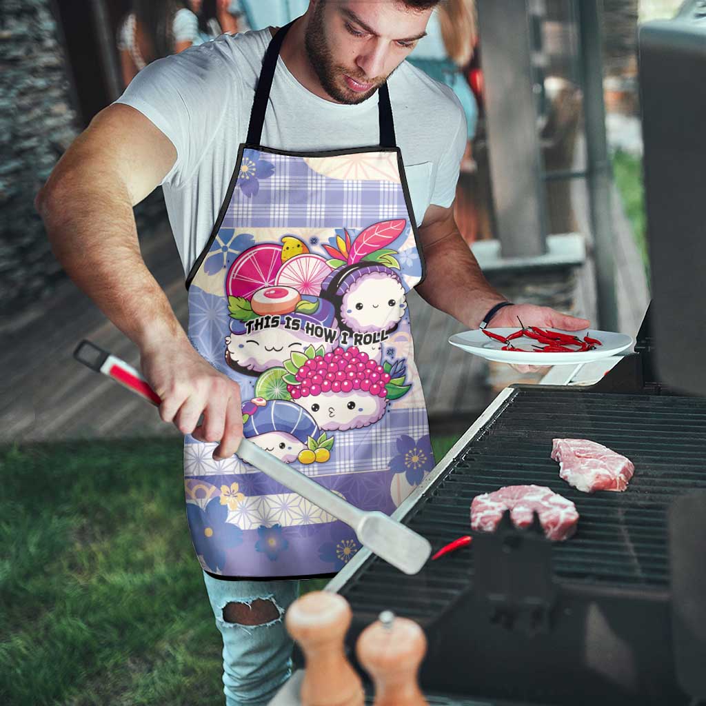 Japanese Kawaii Sushi Apron Blue Wagara Palaka This Is How I Roll - Wonder Print Shop