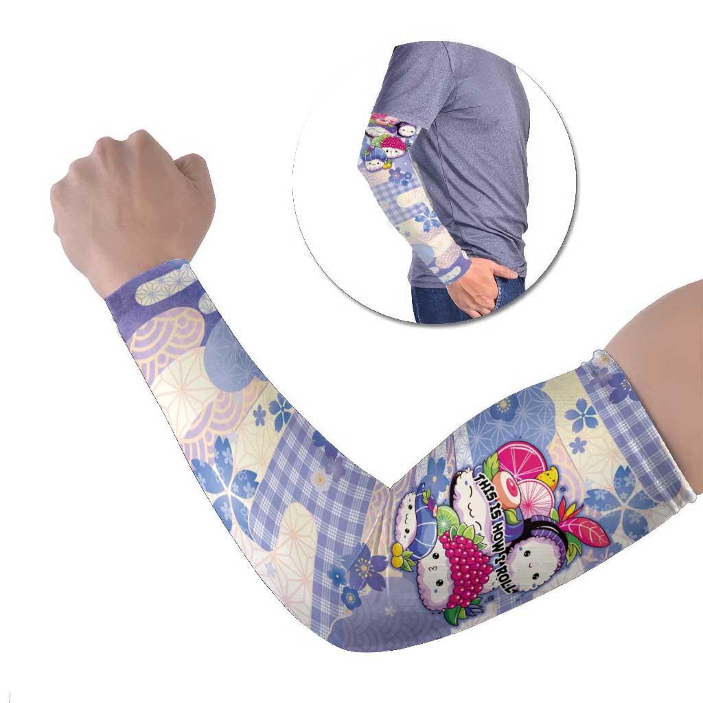 Personalized Japanese Kawaii Sushi Arm Sleeves Blue Wagara Palaka This Is How I Roll - Wonder Print Shop