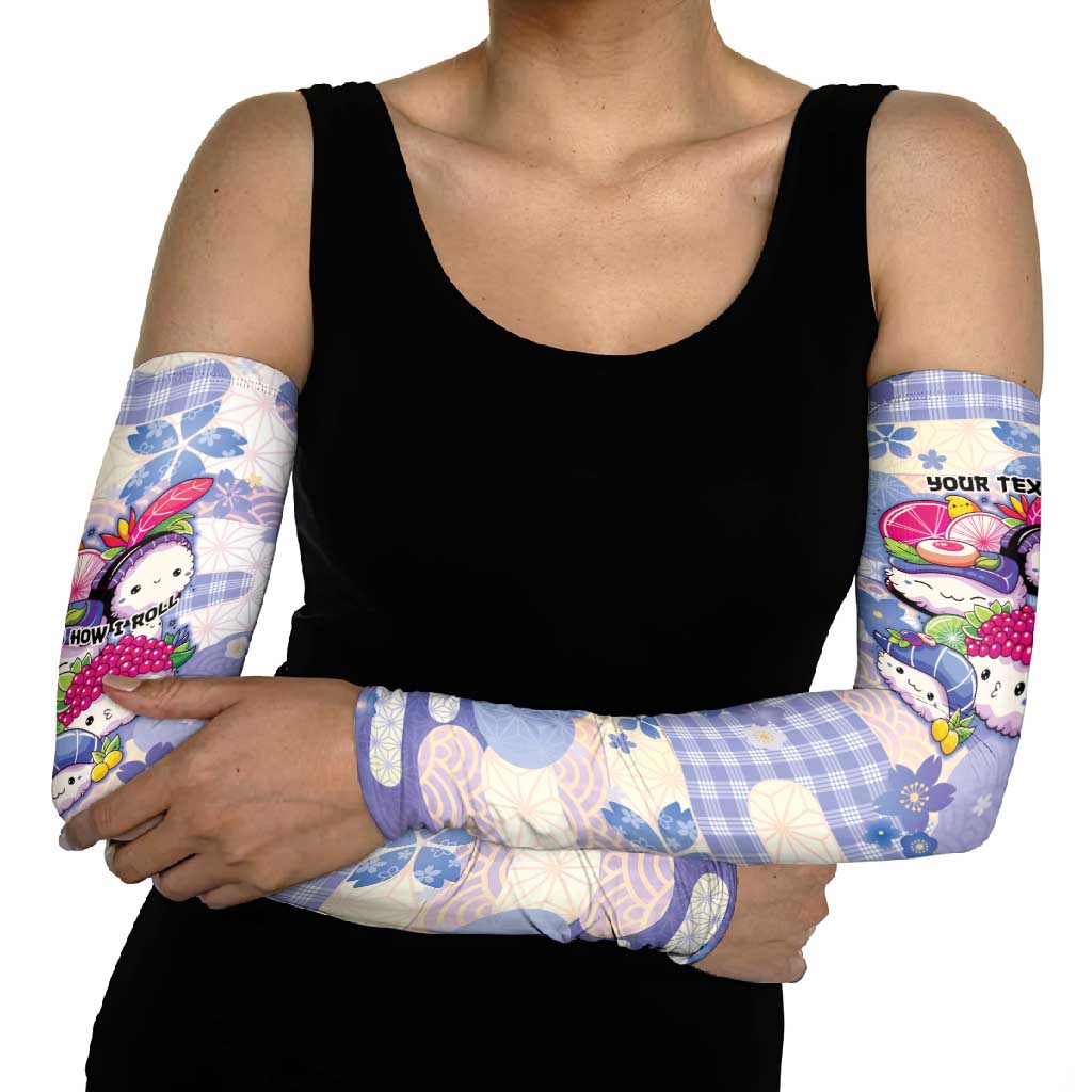 Personalized Japanese Kawaii Sushi Arm Sleeves Blue Wagara Palaka This Is How I Roll - Wonder Print Shop