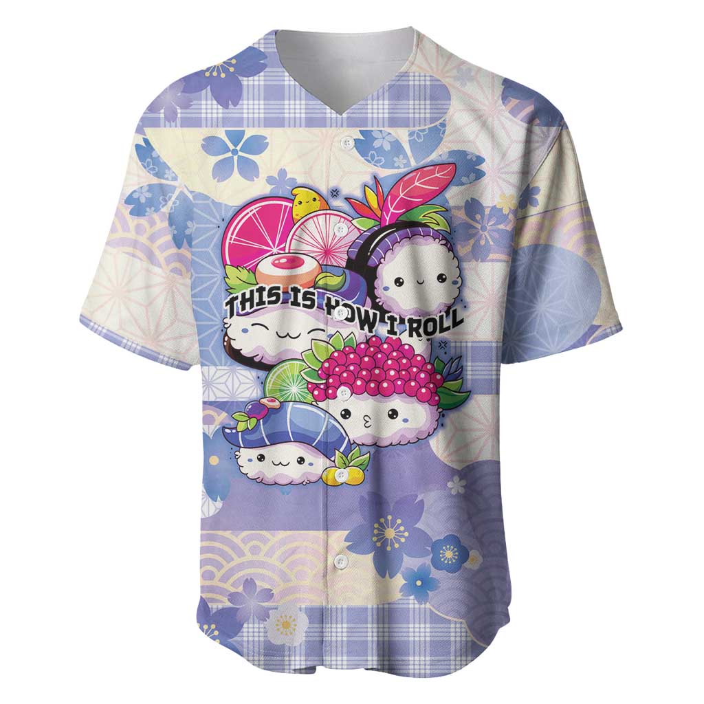 Personalized Japanese Kawaii Sushi Baseball Jersey Blue Wagara Palaka This Is How I Roll - Wonder Print Shop