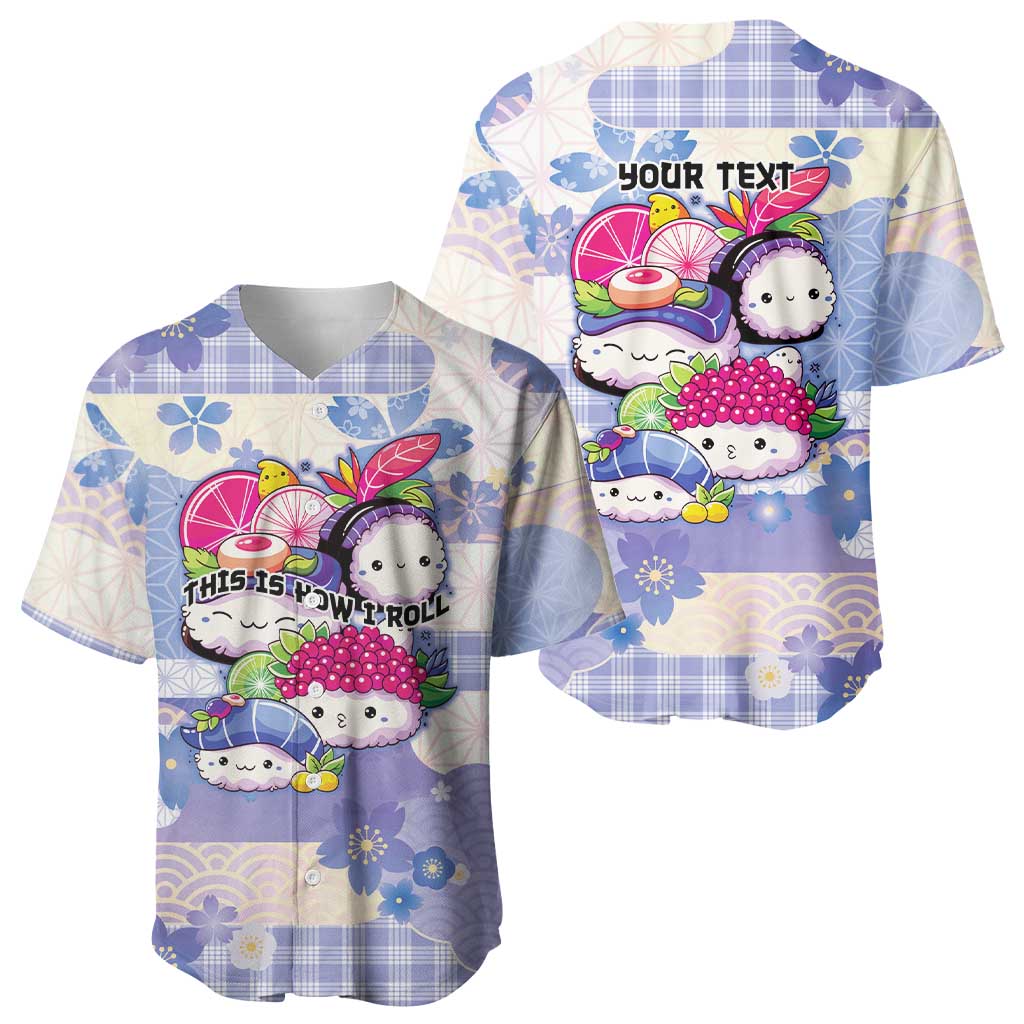 Personalized Japanese Kawaii Sushi Baseball Jersey Blue Wagara Palaka This Is How I Roll - Wonder Print Shop